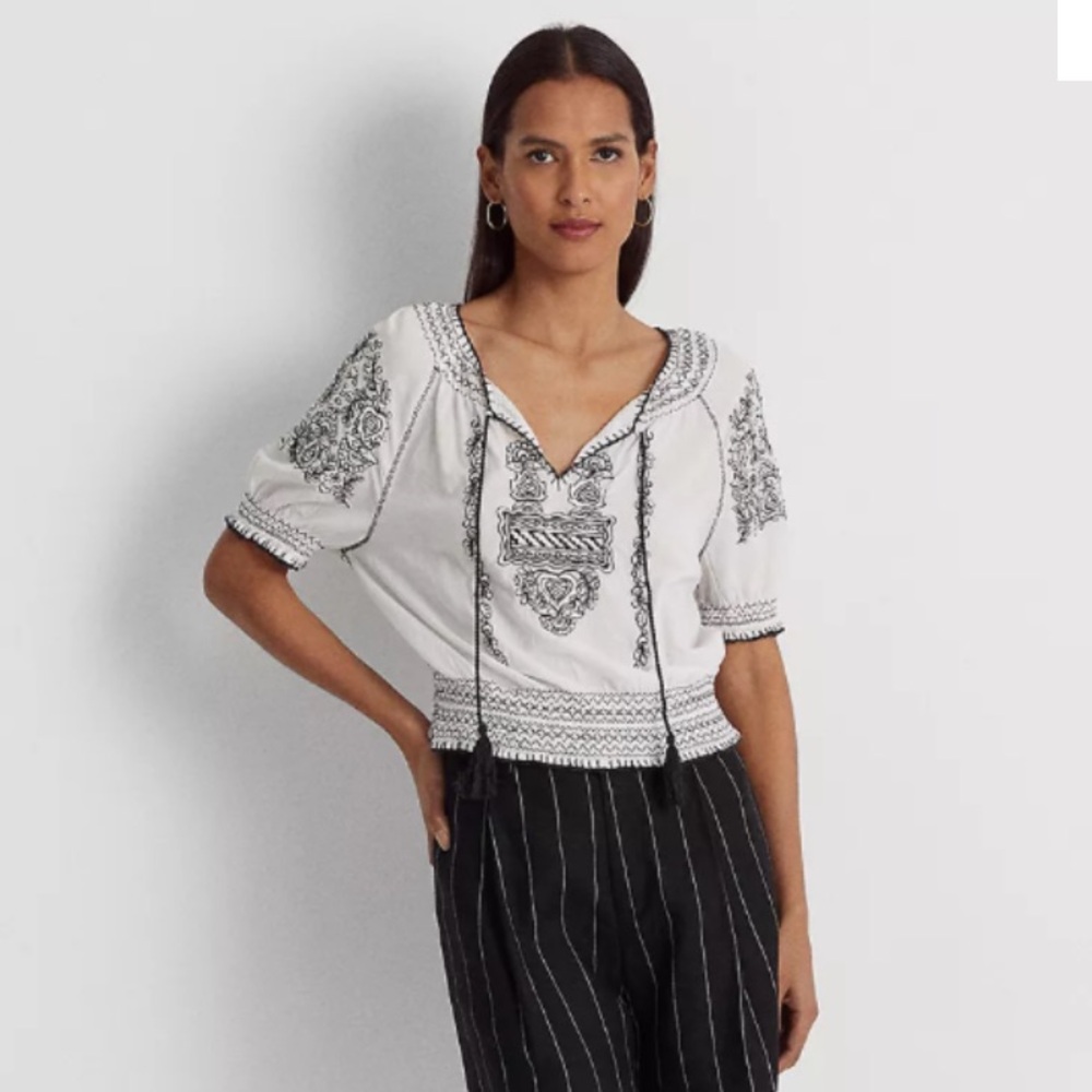Ralph Lauren Embroidered Cotton Blouse